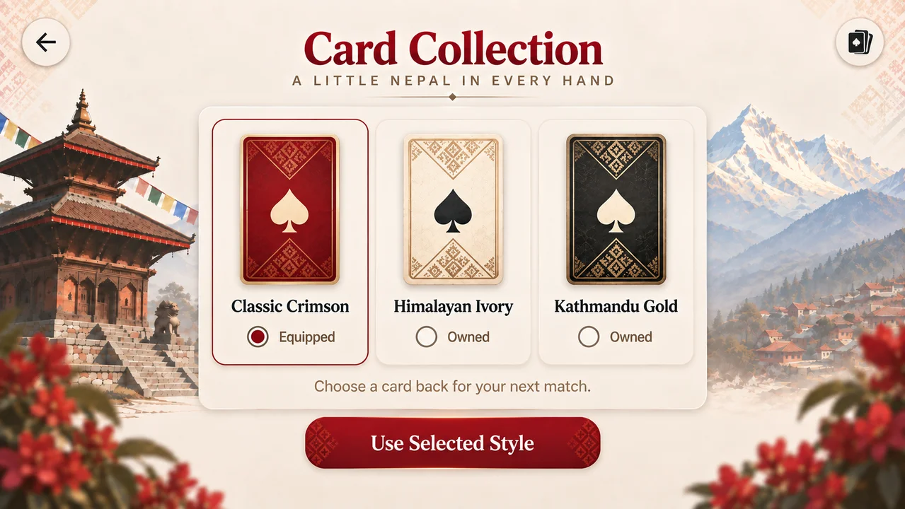 Artisan card decks collection: Classic Crimson, Himalayan Ivory, and Kathmandu Gold
