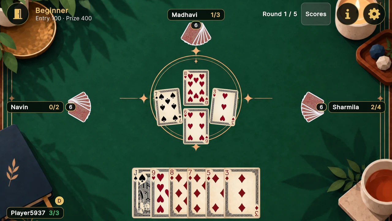 Call Break gameplay: 13-card hand, spades trump, and trick bidding